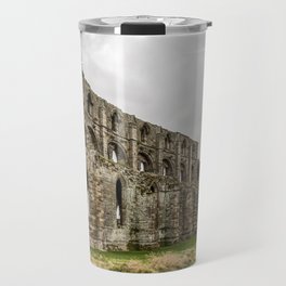 Great Britain Photography - Whitby Abbey Under The Gray Cloudy Sky Travel Mug