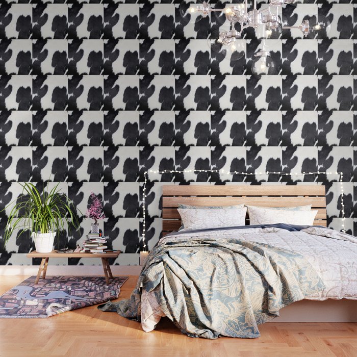 Black and White Cowhide, Cow Skin Print Pattern Wallpaper
