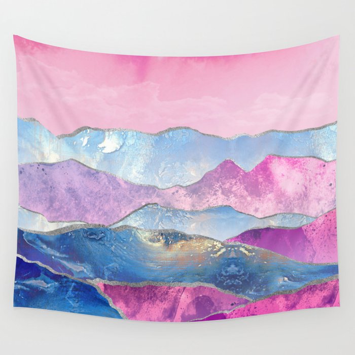 Abstract Mountain Landscape  Digital Art Wall Tapestry