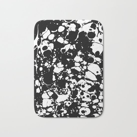 Black and white contrast ink spilled paint mess Bath Mat
