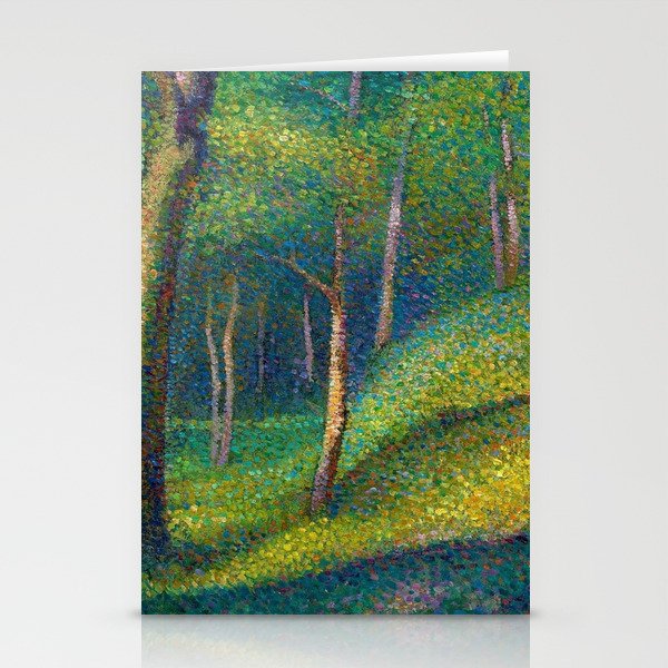 Maidenhair, Aspen, Ginkgo Biloba, & Birch Tree Forest landscape painting by Edmond Petitjean Stationery Cards