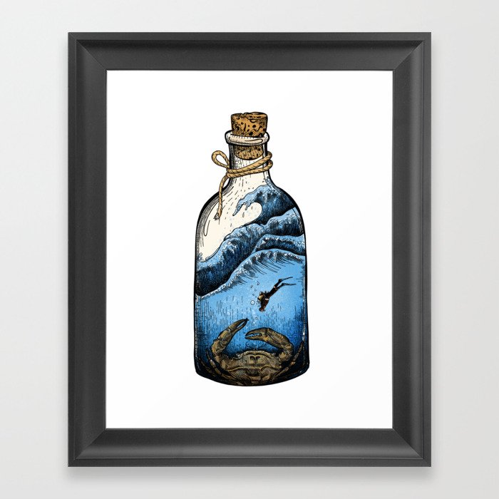 Deep blue bottle Framed Art Print