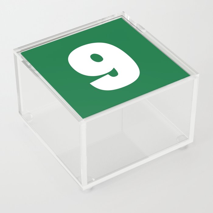 9 (White & Olive Number) Acrylic Box