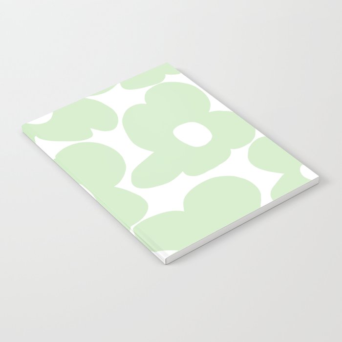 Large Baby Green Retro Flowers White Background #decor #society6 #buyart Notebook