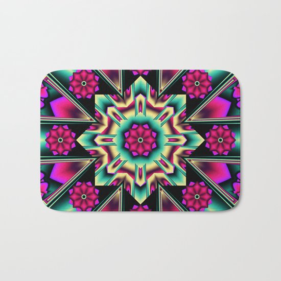 Starry kaleidpscope with fantasy flowers Bath Mat