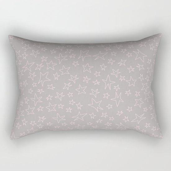 Pink handpainted little stars on grey background Rectangular Pillow