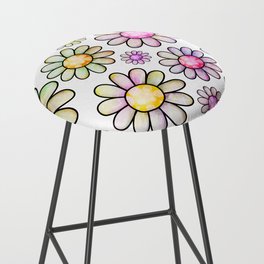 Doodle Daisy Flower Pattern 07 Bar Stool