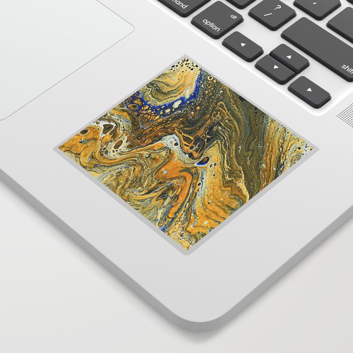Vivid Marbled Yellow Acrylic Pour Sticker