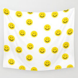 Smiley faces white yellow happy simple smiley pattern smile face kids nursery boys girls decor Wall Tapestry