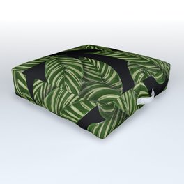 Black Leaves Outdoor Floor Cushion