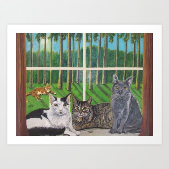 Window Cats Art Print