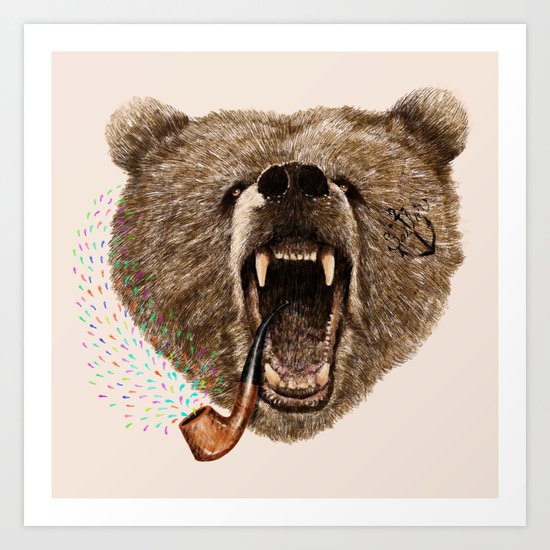 Angry Bear Art Print by dogooder | Society6