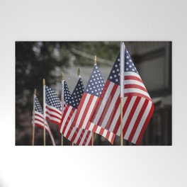 Aligned American Flags Welcome Mat