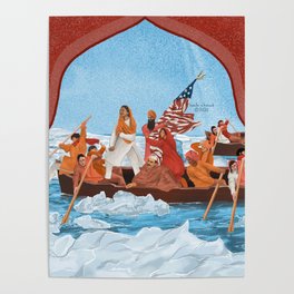 Immigrants Crossing Delaware River Poster
