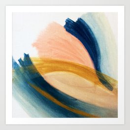 Slow as the Mississippi - Acrylic abstract with pink, blue, and brown Art Print
