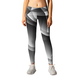 Exclusive monochrome pattern of chaotic black and white shards of glass, paper and ice floes. Leggings | Shadow, Burst, Chaotic, Light, Metallic, Splinter, Shatter, Glassy, Polygon, White 