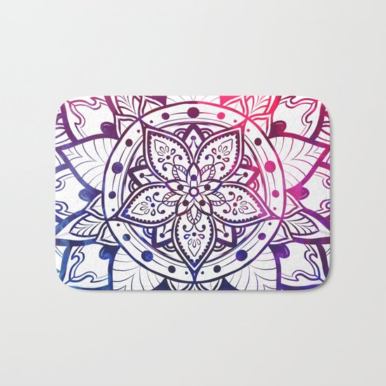 Inner Peace Red Purple Blue Mandala Bath Mat