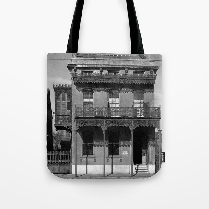 Walker Evans, New Orleans architecture. Cast iron grillwork house near Lee Circle on Saint Charles Avenue. Louisiana  Tote Bag