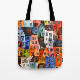 A crowded but colorful house Tote Bag