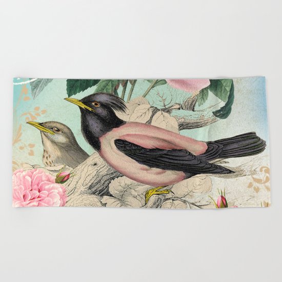 Vintage birds #3 Beach Towel