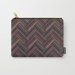 Knitted Textured Pattern Brown Carry-All Pouch