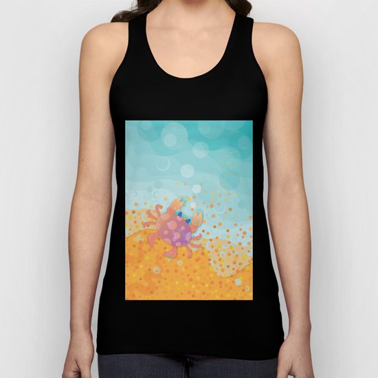 Cute Crab, Aqua Ocean, California Sunshine Unisex Tank Top