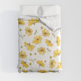 Yellow Cosmos Flowers Comforter