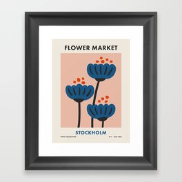 Flower Market Stockholm, Blue Playful Fowers Framed Art Print