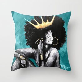 Naturally Queen VI  TEAL Throw Pillow
