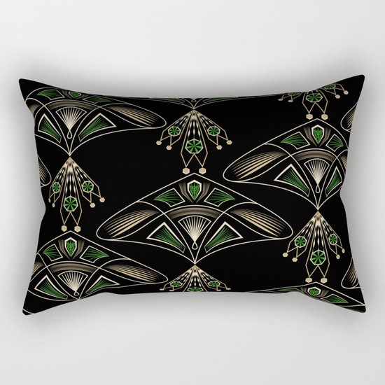 Art Deco . "Emeralds ". Rectangular Pillow