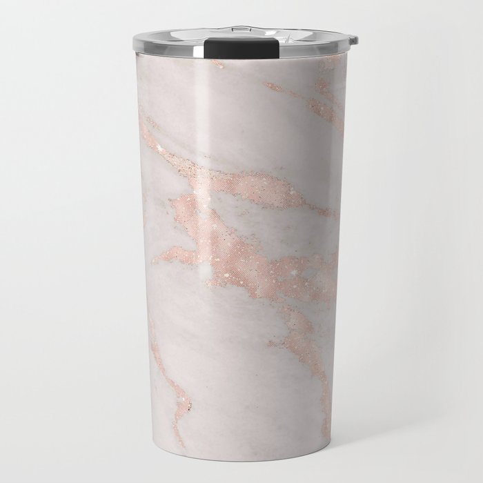 Blush Pink And Glitter Marble Collection Travel Mug
