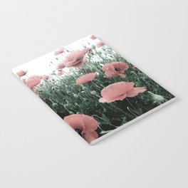 Pastel pink blooming poppy field  Notebook