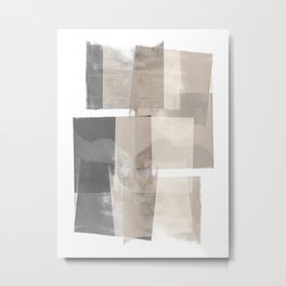 Grey and Beige Minimalist Geometric Abstract “Building Blocks” Metal Print | Painting, Geometric, Blocks, Letterpress, Geometry, Neutral, Sand, Cream, Squares, Grey 