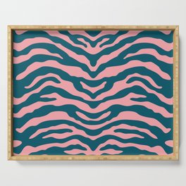 Zebra Wild Animal Print Teal and Pink Serving Tray