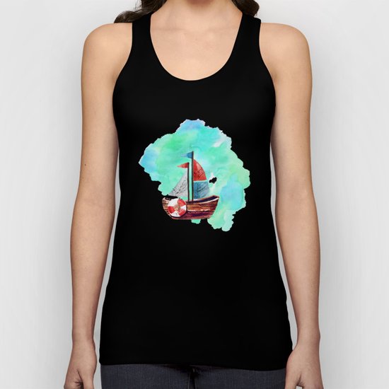 Ship in the Watercolor Unisex Tank Top