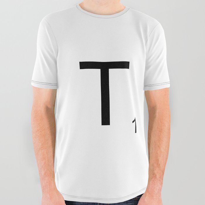 Scrabble Lettre T Letter All Over Graphic Tee
