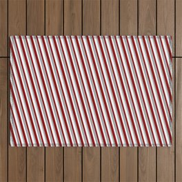 [ Thumbnail: Dark Gray, White & Dark Red Colored Lined Pattern Outdoor Rug ]