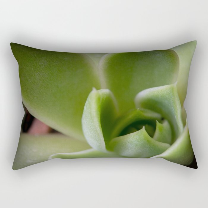 Green Cacti Leaf Rectangular Pillow