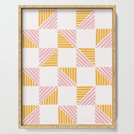 Abstract Shape Pattern 8 in Mustard Yellow Pale Pink Serving Tray