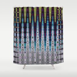 Abstract Zigzag Painting In Green And Purple Shower Curtain