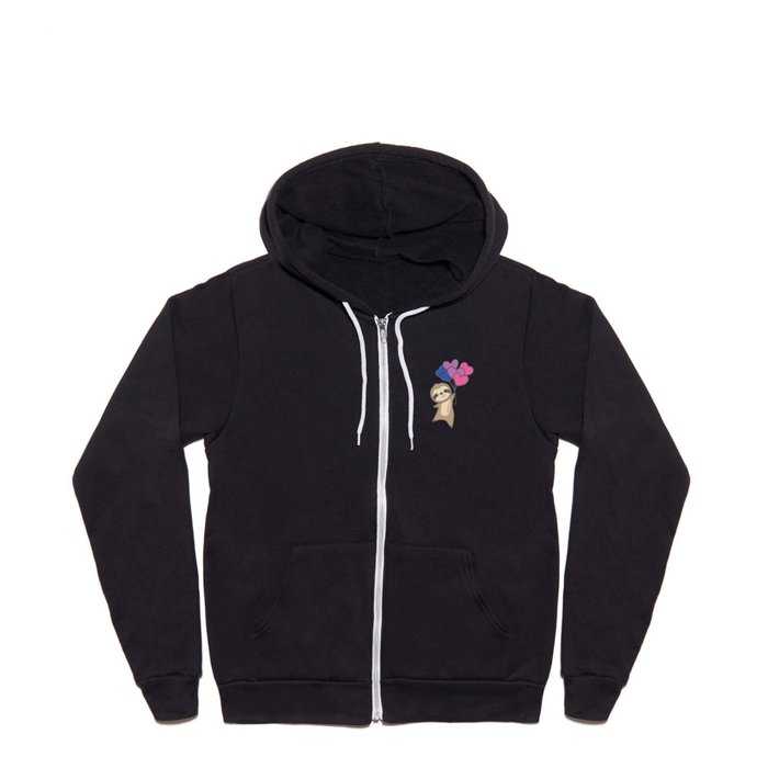 Bi Flag Gay Pride Lgbtq Hearts Sloth Full Zip Hoodie