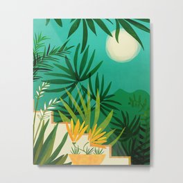 Exotic Garden Nightscape Tropics Metal Print