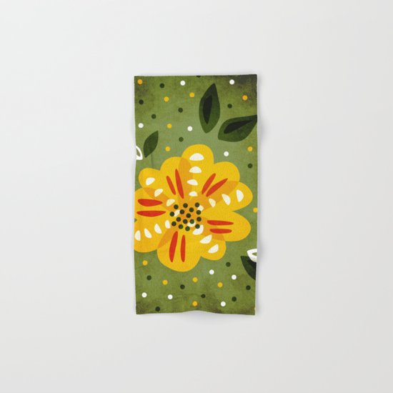 Abstract Yellow Primrose Flower Hand & Bath Towel
