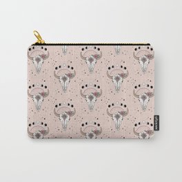 Boho Tribal Cow Skull with Flowers - blush Carry-All Pouch