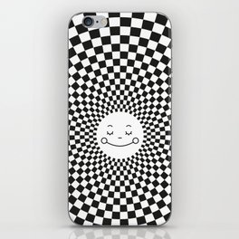 Checkered Black and White Smiley Sun iPhone Skin