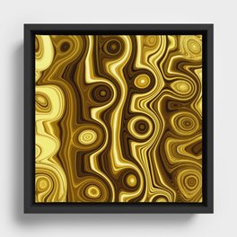 Beautiful Golden Yellow Vintage Retro Liquid Swirl  Framed Canvas