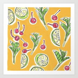 Cherries, Limes & Mint Art Print