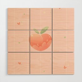 Peach and hearts aesthetic Wood Wall Art