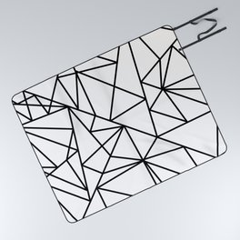 Black white modern abstract geometrical pattern Picnic Blanket