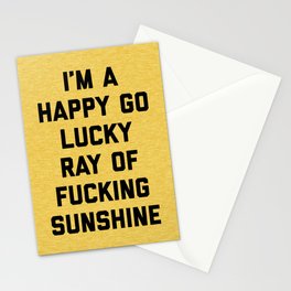 Happy Go Lucky Ray Of Sunshine Funny Rude Quote Stationery Card